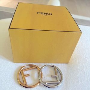 Fendi Large Hoop Earrings - orecchini logo metallo
